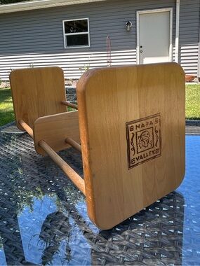 Vintage NAPA VALLEY handcrafted wooden book/CD/DVD rack with sliding divider